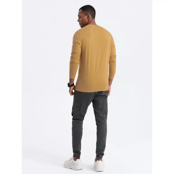  Muški majica s dugim rukavom OMBRE OM-LSBL-0106 SENF 