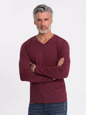 Muški majica s dugim rukavom OMBRE OM-LSBL-0108 KESTEN