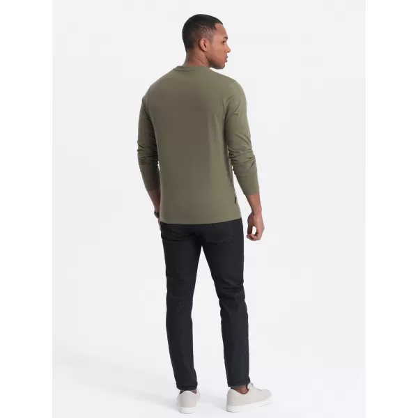  Muški majica s dugim rukavom OMBRE OM-LSBL-0108 TAMNA MASLINA 