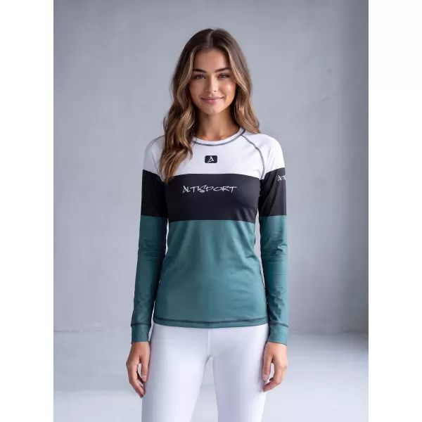  Ženska premium funkcionalna termo majica dugih rukava ALTISPORT VOJ/ALW051TER01 BIJELO ZELENA 