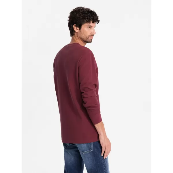  Muški majica s dugim rukavima OMBRE OM-LSCL-0120 KESTEN 