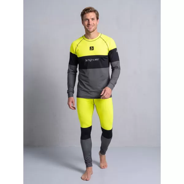  Muške premium funkcionalne termo hlače ALTISPORT VOJ/ALM051TER02 NEON ŽUTA/SIVA 
