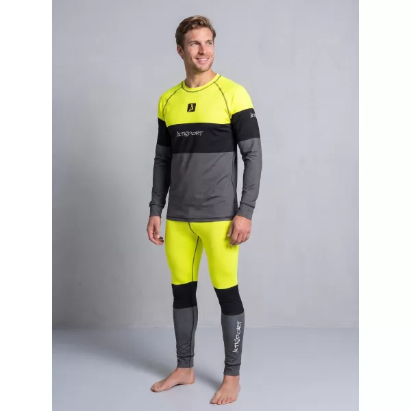  Muške premium funkcionalne termo hlače ALTISPORT VOJ/ALM051TER02 NEON ŽUTA/SIVA 