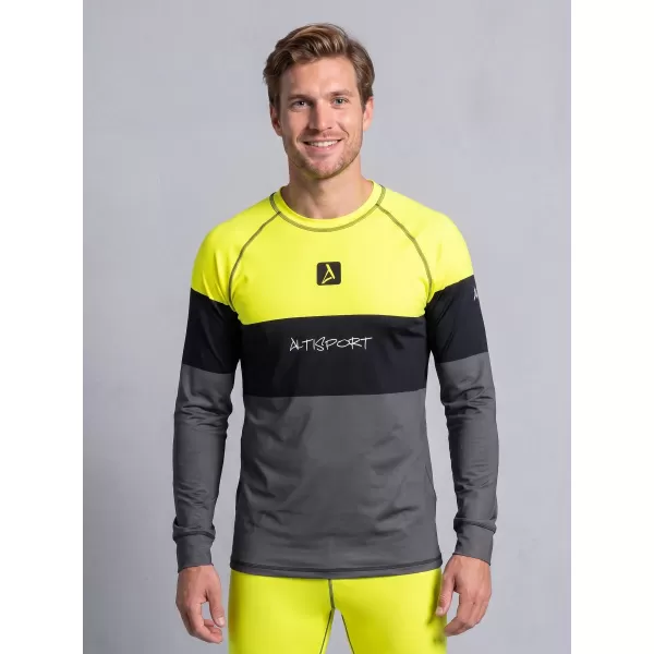  Vrhunska muška funkcionalna termo majica dugih rukava ALTISPORT VOJ/ALM051TER01 NEON ŽUTA/SIVA 