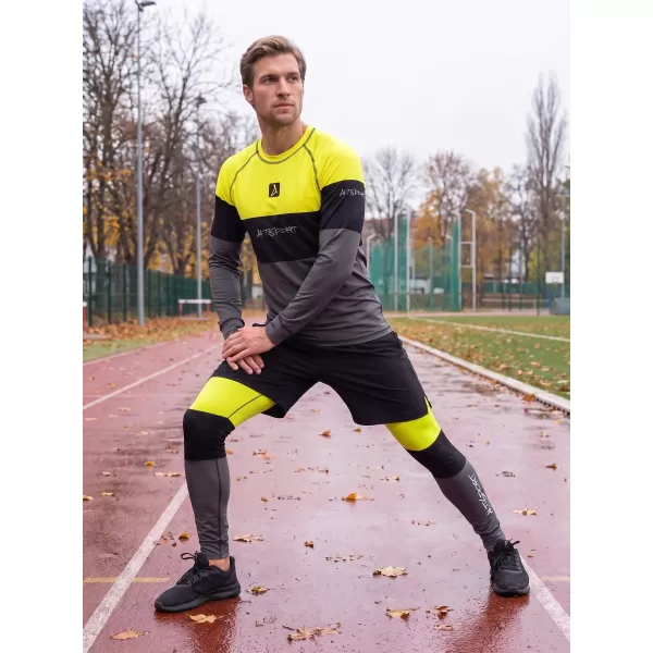  Vrhunska muška funkcionalna termo majica dugih rukava ALTISPORT VOJ/ALM051TER01 NEON ŽUTA/SIVA 