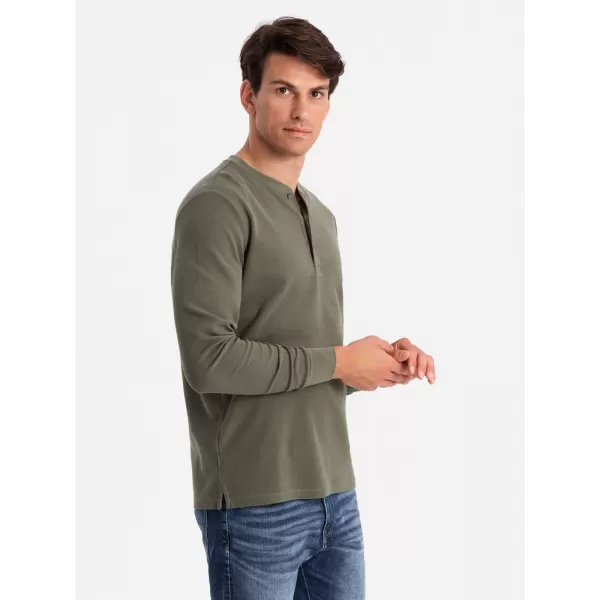  Muški majica s dugim rukavima OMBRE OM-LSCL-0120 MASLINA 