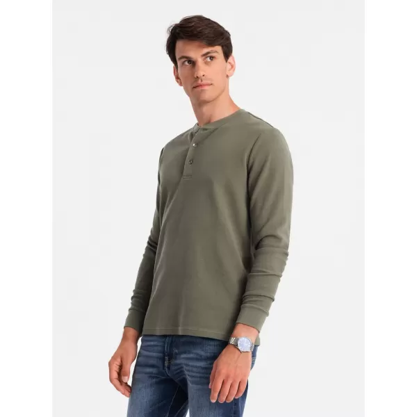  Muški majica s dugim rukavima OMBRE OM-LSCL-0120 MASLINA 