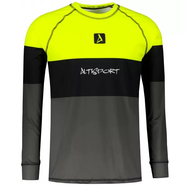  Vrhunska muška funkcionalna termo majica dugih rukava ALTISPORT VOJ/ALM051TER01 NEON ŽUTA/SIVA 