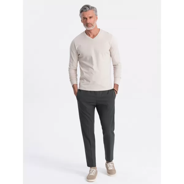  Muški majica s dugim rukavom OMBRE OM-LSBL-0108 SVJETLO BEŽ 