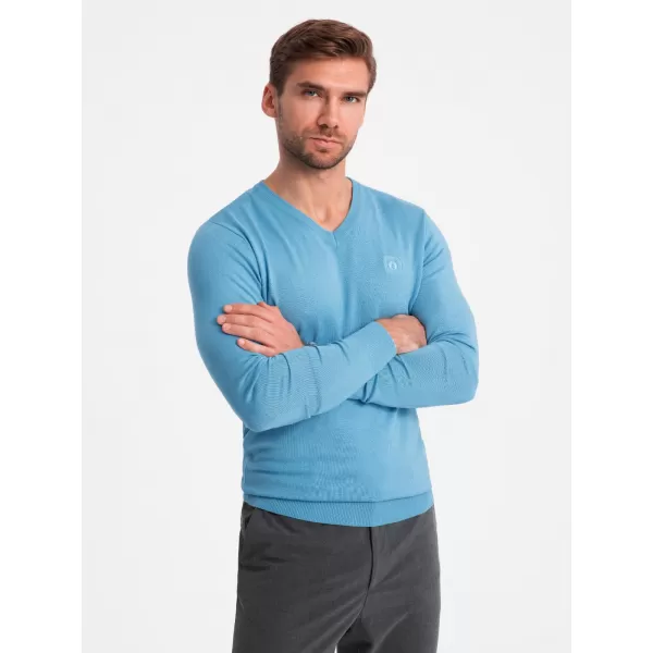  Muški džemper OMBRE OM-SWBS-0107 SVIJETLOPLAV 