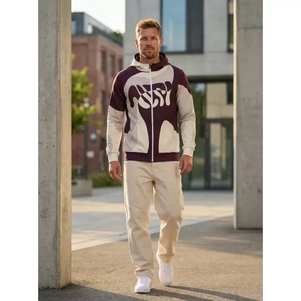  Muška dukserica na zip premium ALTISPORT VOJ/ALM056MI02 BEŽ/CRVENA 