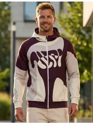 Muška dukserica na zip premium ALTISPORT VOJ/ALM056MI02 BEŽ/CRVENA