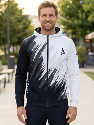 Muška dukserica na zip premium ALTISPORT VOJ/ALM006MI02 CRNO -BIJELI