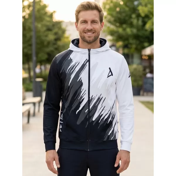  Muška dukserica na zip premium ALTISPORT VOJ/ALM006MI02 CRNO -BIJELI 