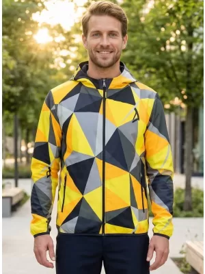 Muška vrhunska majica s patentnim zatvaračem ALTISPORT VOJ/ALM007MI02 CRNA I ŽUTA