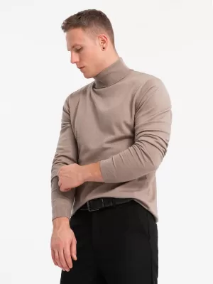 Muški džemper OMBRE OM-SWTN-0127 TAMNA BEŽ