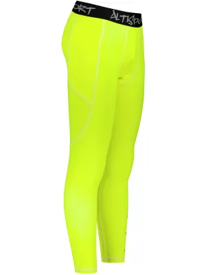 Muške duge premium sportske tajice ALTISPORT VOJ/ALM000LEG01 FLUO-ŽUTA