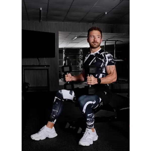  Muške duge premium sportske tajice ALTISPORT VOJ/ALM079LEG01 CRNO-BIJELO 