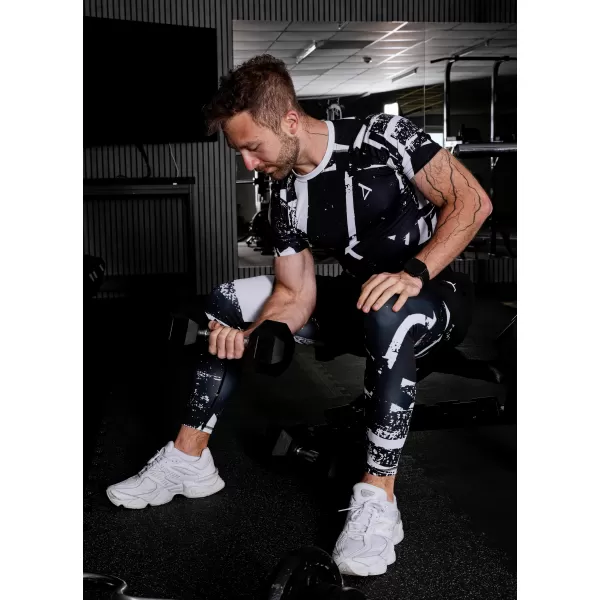  Muške duge premium sportske tajice ALTISPORT VOJ/ALM079LEG01 CRNO-BIJELO 