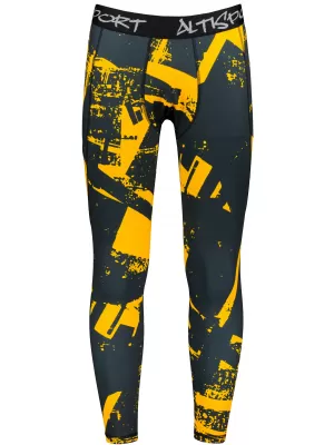 Muške duge premium sportske tajice ALTISPORT VOJ/ALM079LEG01 CRNA I ŽUTA