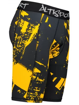 Muške sportske tajice iznad koljena premium ALTISPORT VOJ/ALM079LEG02 CRNA I ŽUTA
