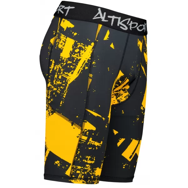  Muške sportske tajice iznad koljena premium ALTISPORT VOJ/ALM079LEG02 CRNA I ŽUTA 