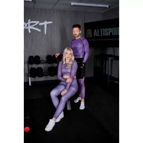  Muške duge premium sportske tajice ALTISPORT VOJ/ALM072LEG01 LJUBIČASTA 