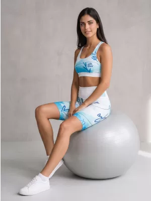 Ženske tajice iznad koljena premium ALTISPORT VOJ/ALW083LEG02 BIJELO PLAVA