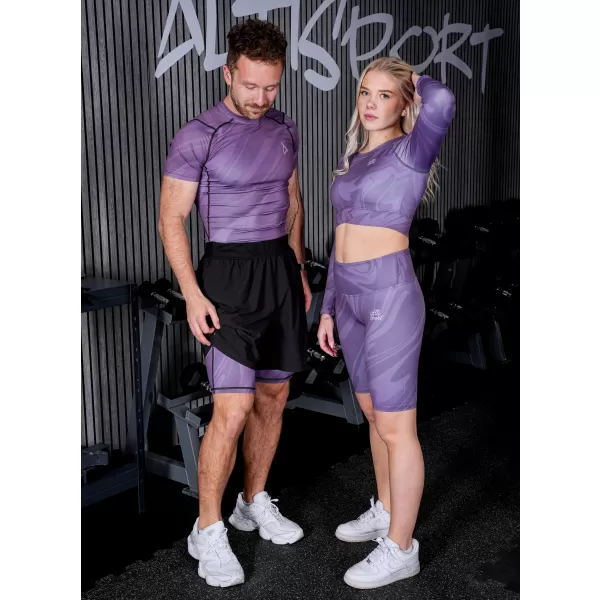  Muške sportske tajice iznad koljena premium ALTISPORT VOJ/ALM072LEG02 LJUBIČASTA 