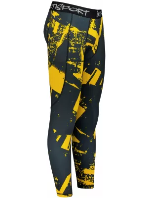 Muške duge premium sportske tajice ALTISPORT VOJ/ALM079LEG01 CRNA I ŽUTA