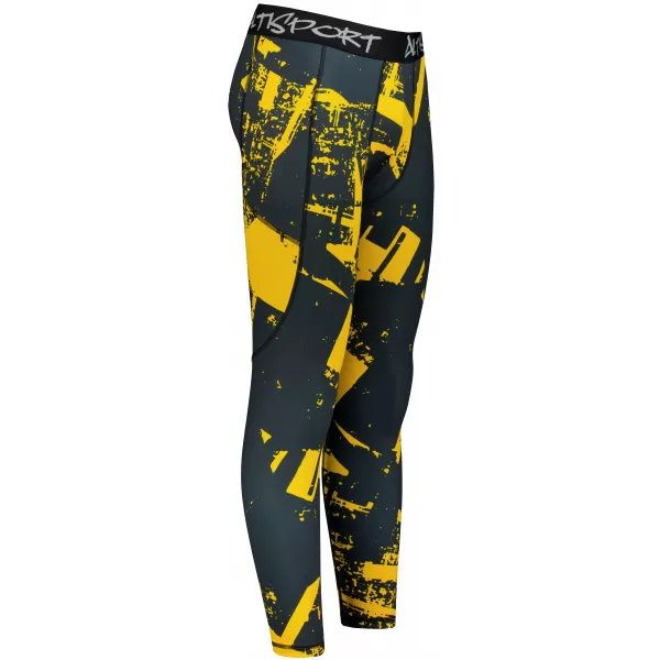  Muške duge premium sportske tajice ALTISPORT VOJ/ALM079LEG01 CRNA I ŽUTA 