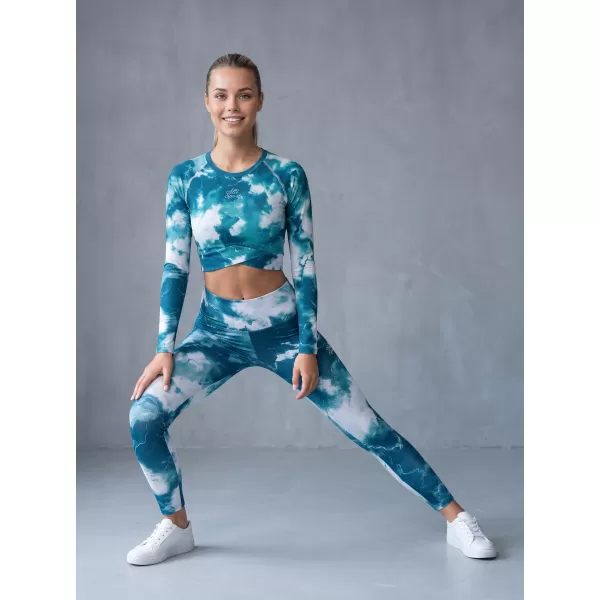  Ženske duge premium tajice ALTISPORT VOJ/ALW066LEG01 ZELENKASTO PLAVA 