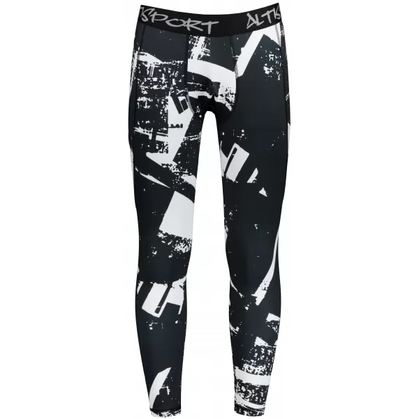  Muške duge premium sportske tajice ALTISPORT VOJ/ALM079LEG01 CRNO-BIJELO 
