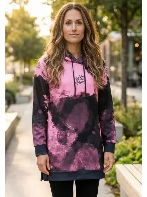 Ženski funkcionalni produljeni sweatshirt premium ALTISPORT VOJ/ALW093MI03 ROZA/CRNA