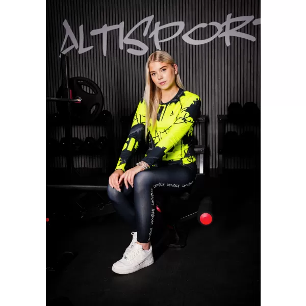  Ženska vrhunska funkcionalna majica dugih rukava ALTISPORT VOJ/ALW076TR03 CRNA/FLUO ŽUTA 