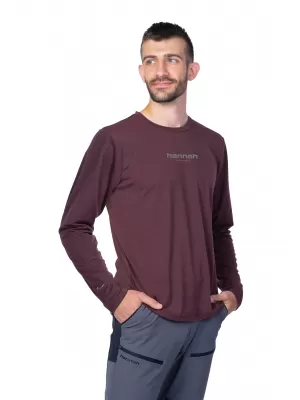 Muški majica s dugim rukavom HANNAH BINE L/S CRVENI MAHAGONI