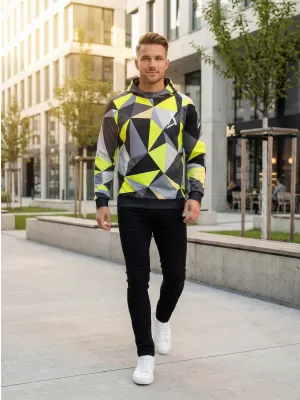 Muška funkcionalna dukserica premija ALTISPORT VOJ/ALM007MI01 CRNO/FLUO ŽUTO