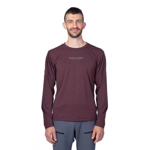  Muški majica s dugim rukavom HANNAH BINE L/S CRVENI MAHAGONI 