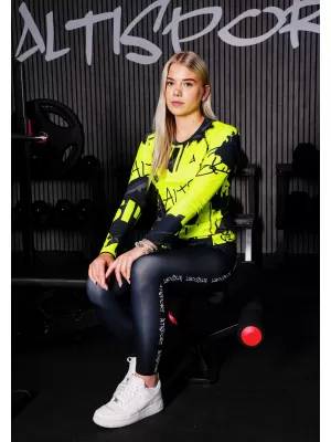 Ženska vrhunska funkcionalna majica dugih rukava ALTISPORT VOJ/ALW076TR03 CRNA/FLUO ŽUTA