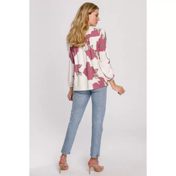  Ženska bluza MAKOVER K099 BÍLÁ//RŮŽOVÁ BIJELO/RUŽIČASTO 