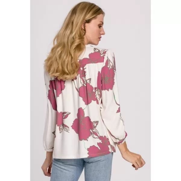  Ženska bluza MAKOVER K099 BÍLÁ//RŮŽOVÁ BIJELO/RUŽIČASTO 