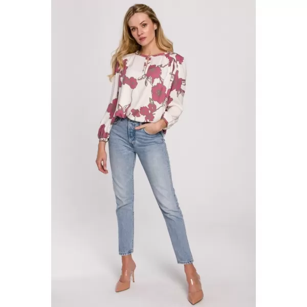  Ženska bluza MAKOVER K099 BÍLÁ//RŮŽOVÁ BIJELO/RUŽIČASTO 