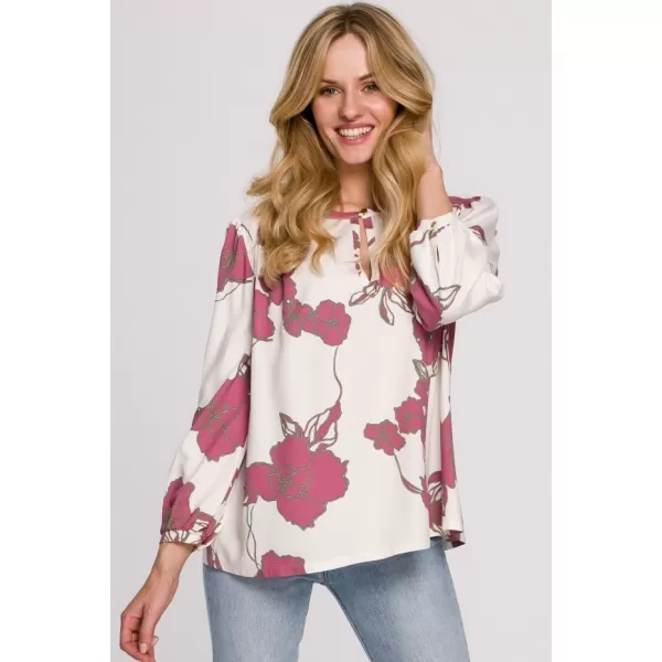  Ženska bluza MAKOVER K099 BÍLÁ//RŮŽOVÁ BIJELO/RUŽIČASTO 