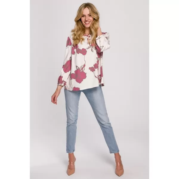 Ženska bluza MAKOVER K099 BÍLÁ//RŮŽOVÁ BIJELO/RUŽIČASTO 