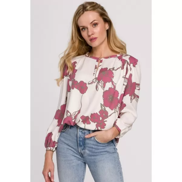  Ženska bluza MAKOVER K099 BÍLÁ//RŮŽOVÁ BIJELO/RUŽIČASTO 