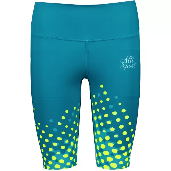 Ženske tajice iznad koljena premium ALTISPORT VOJ/ALW109LEG02 SMARAGDNO/FLUO ŽUTA 