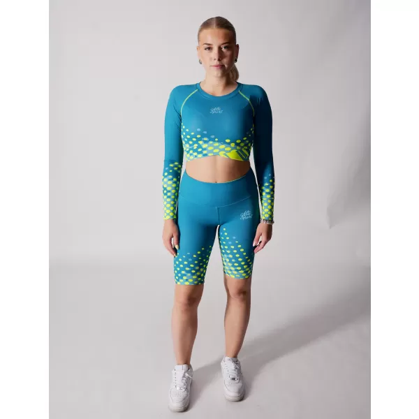  Ženske tajice iznad koljena premium ALTISPORT VOJ/ALW109LEG02 SMARAGDNO/FLUO ŽUTA 