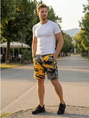 Muške premium funkcionalne kratke hlače ALTISPORT VOJ/ALM014KRA01 CRNA I ŽUTA