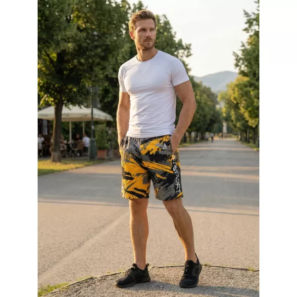  Muške premium funkcionalne kratke hlače ALTISPORT VOJ/ALM014KRA01 CRNA I ŽUTA 