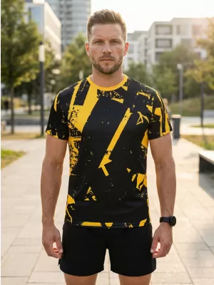 Muška premium funkcionalna majica ALTISPORT VOJ/ALM079TR01 CRNA I ŽUTA